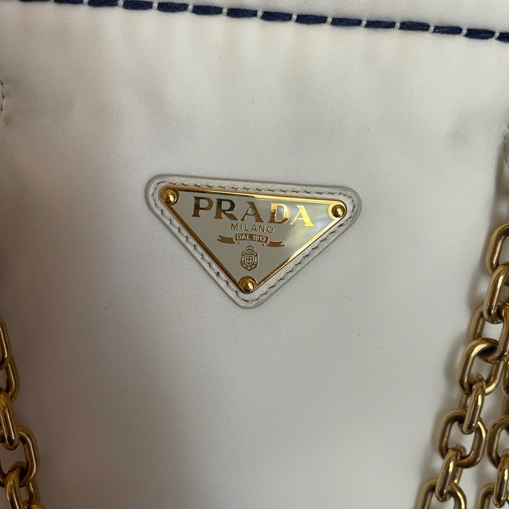 Prada Tessuto Chain White Nylon Tote - Picture 7 of 16